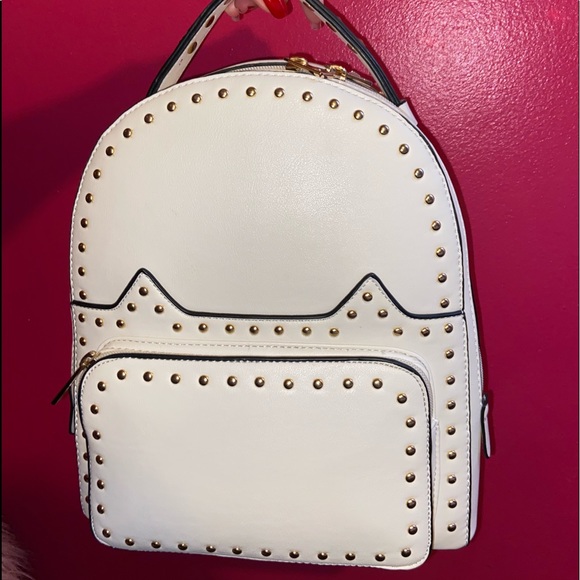 Handbags - White leather studded backpack